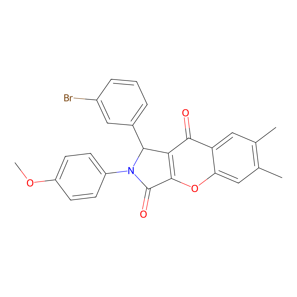 1-(3-bromophenyl)-2-(4-methoxyphenyl)-6,7-dimethyl-1H-chromeno[2,3-c]pyrrole-3,9-dione molecular structure, CAS 827011-88-1