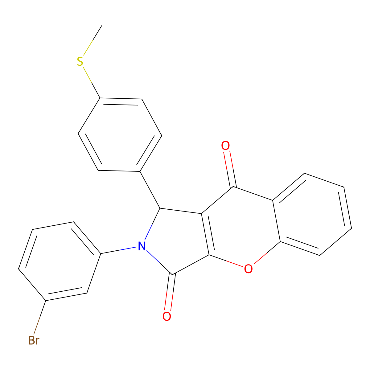 2-(3-bromophenyl)-1-(4-methylsulfanylphenyl)-1H-chromeno[2,3-c]pyrrole-3,9-dione molecular structure, CAS 827011-90-5