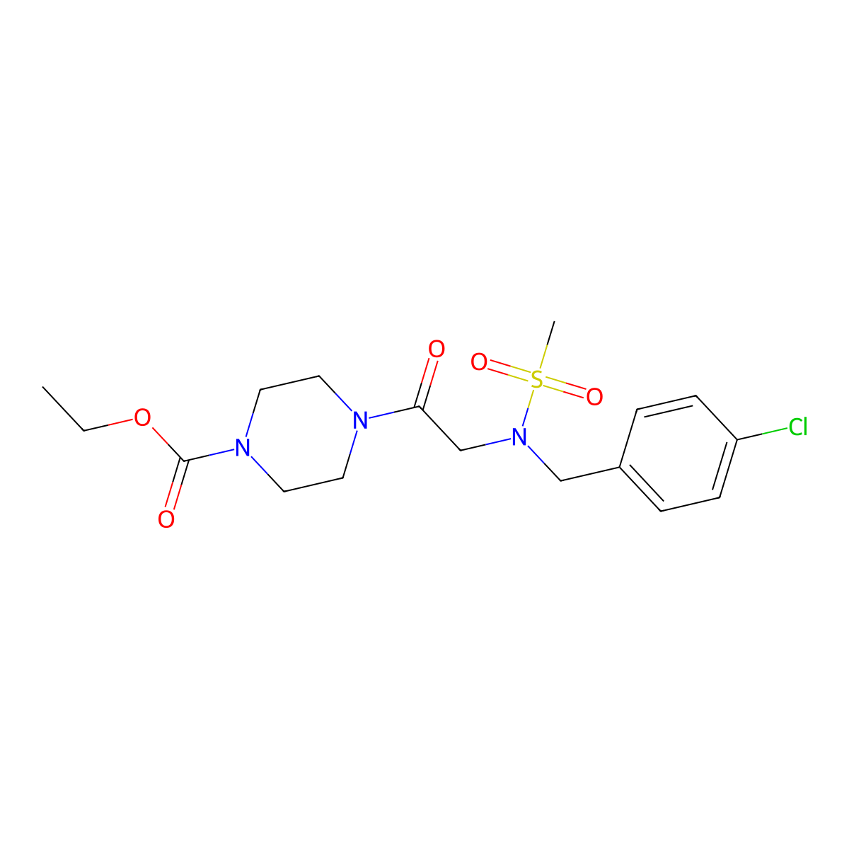 ethyl 4-[N-(4-chlorobenzyl)-N-(methylsulfonyl)glycyl]-1-piperazinecarboxylate molecular structure, CAS 827012-05-5