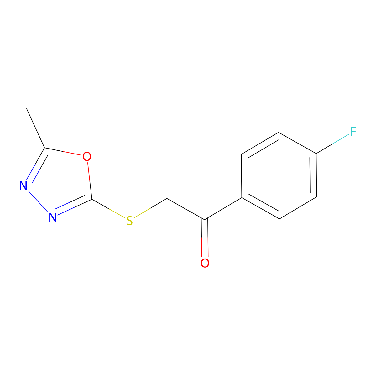 1-(4-Fluorophenyl)-2-[(5-methyl-1,3,4-oxadiazol-2-yl)sulfanyl]ethanone molecular structure, CAS 827012-15-7