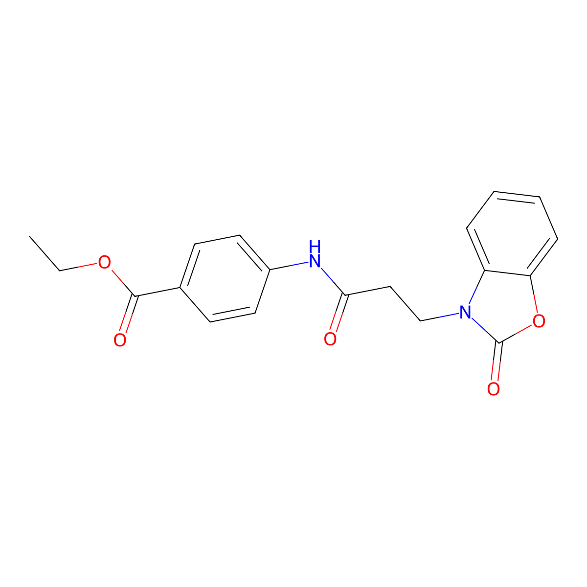 ethyl 4-{[3-(2-oxo-1,3-benzoxazol-3(2H)-yl)propanoyl]amino}benzoate molecular structure, CAS 827012-22-6
