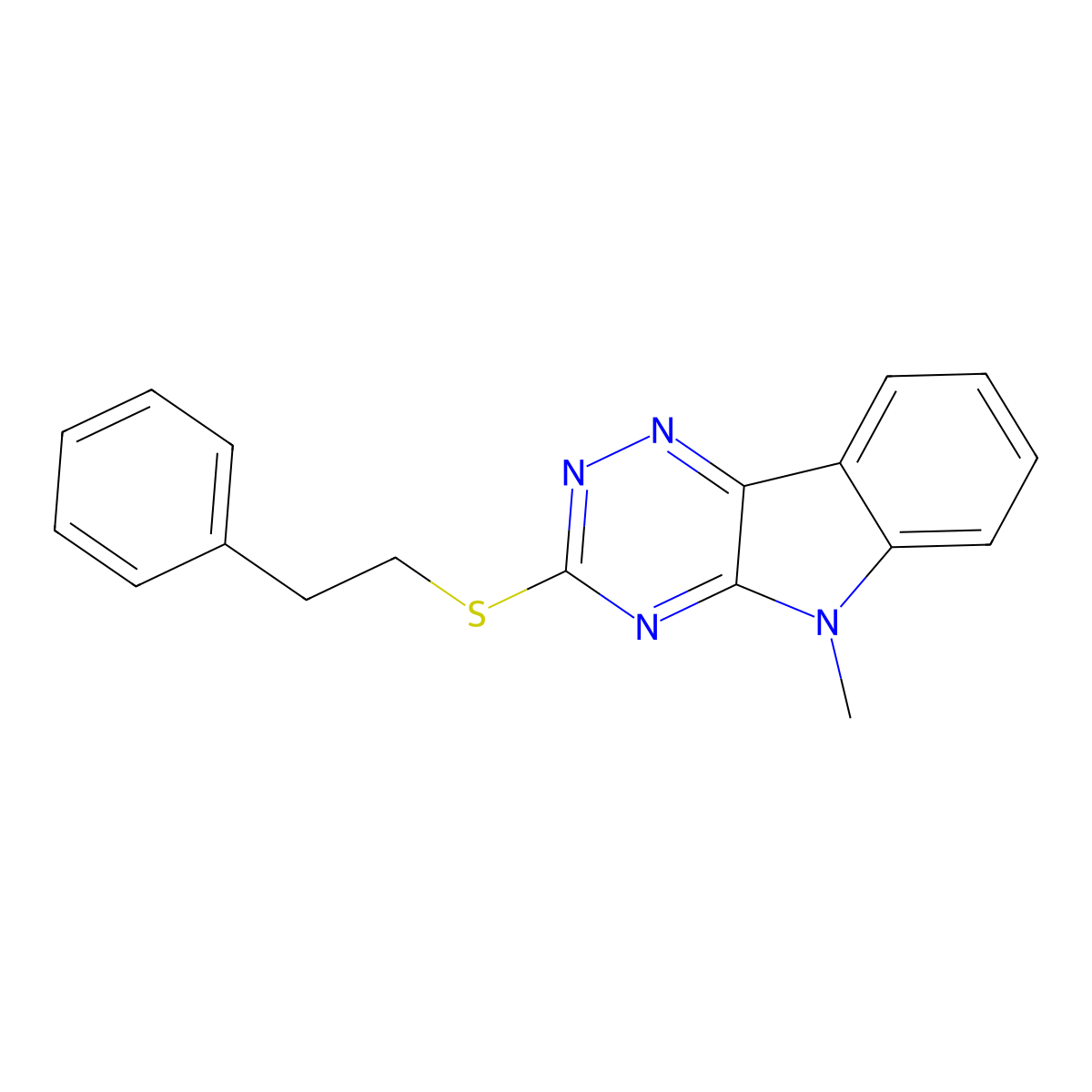 5-methyl-3-[(2-phenylethyl)sulfanyl]-5H-[1,2,4]triazino[5,6-b]indole molecular structure, CAS 827012-53-3