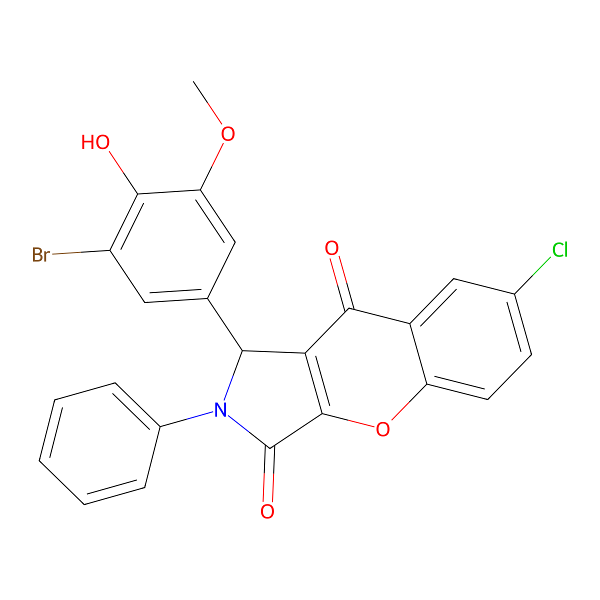 1-(3-bromo-4-hydroxy-5-methoxyphenyl)-7-chloro-2-phenyl-1H-chromeno[2,3-c]pyrrole-3,9-dione molecular structure, CAS 827012-55-5