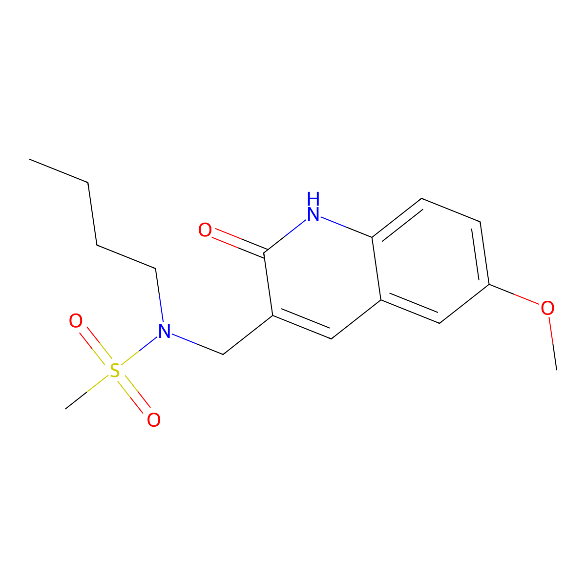 N-butyl-N-[(6-methoxy-2-oxo-1H-quinolin-3-yl)methyl]methanesulfonamide molecular structure, CAS 827012-67-9