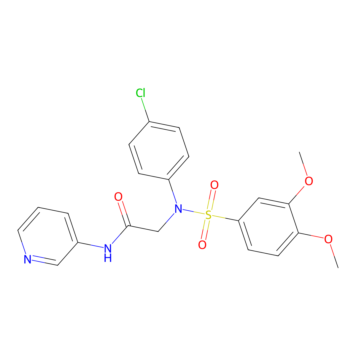 2-(4-chloro-N-(3,4-dimethoxyphenyl)sulfonylanilino)-N-pyridin-3-ylacetamide molecular structure, CAS 827012-72-6