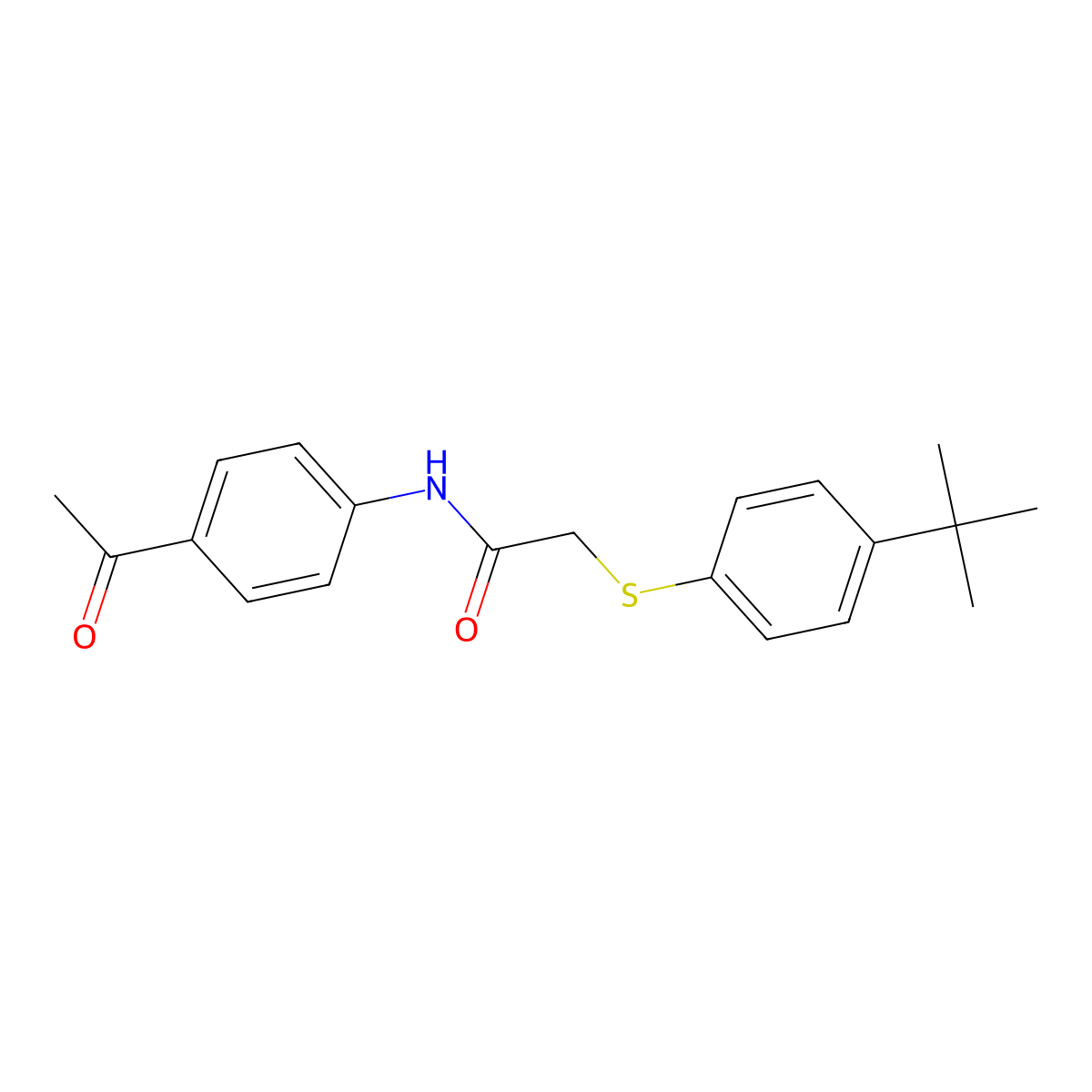 N-(4-acetylphenyl)-2-(4-tert-butylphenyl)sulfanylacetamide molecular structure, CAS 827012-87-3