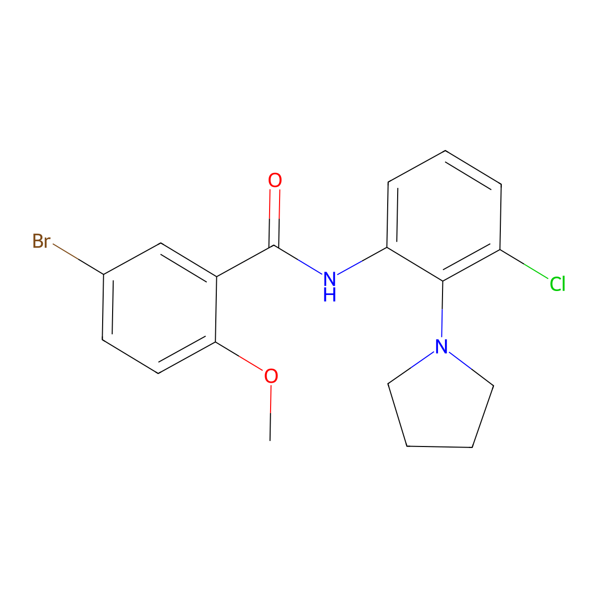5-bromo-N-(3-chloro-2-pyrrolidin-1-ylphenyl)-2-methoxybenzamide molecular structure, CAS 827013-33-2