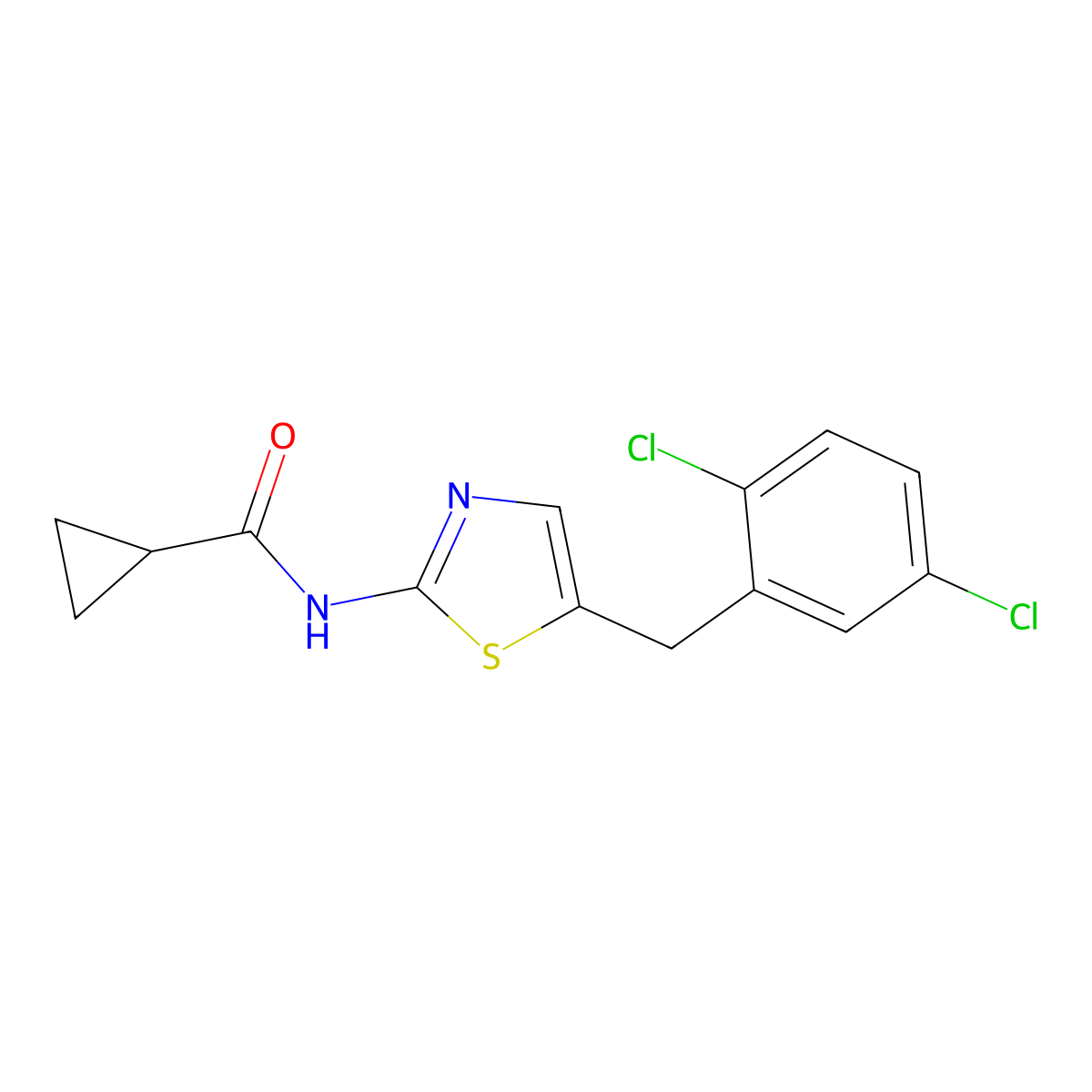 N-[5-[(2,5-dichlorophenyl)methyl]-1,3-thiazol-2-yl]cyclopropanecarboxamide molecular structure, CAS 827013-51-4