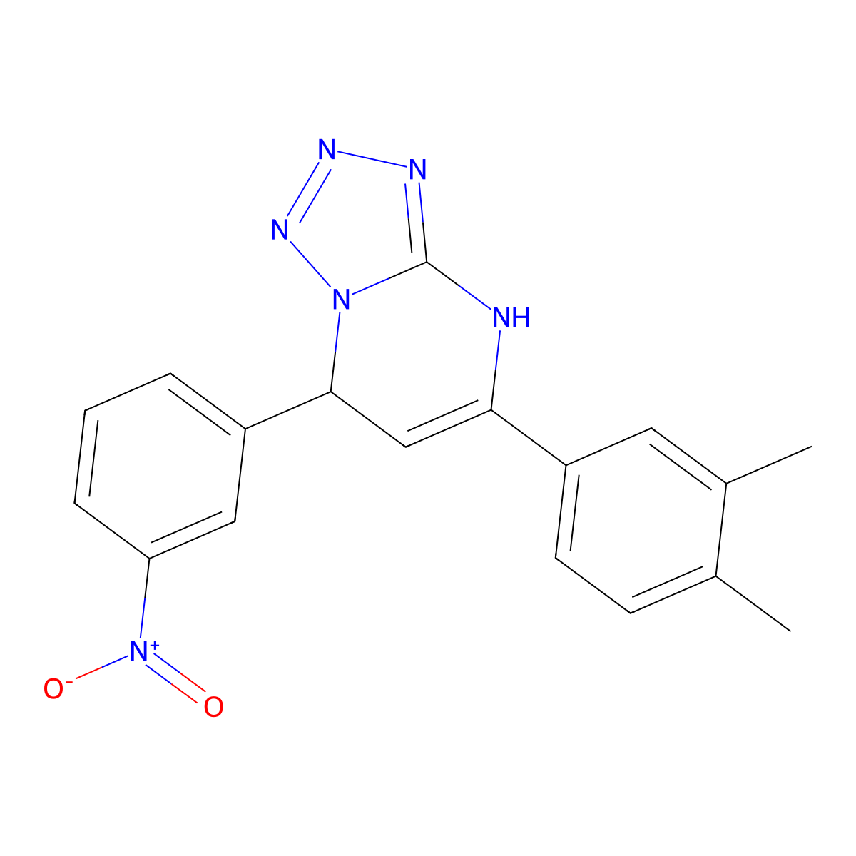5-(3,4-Dimethylphenyl)-7-(3-nitrophenyl)-4,7-dihydrotetrazolo[1,5-a]pyrimidine molecular structure, CAS 827013-53-6