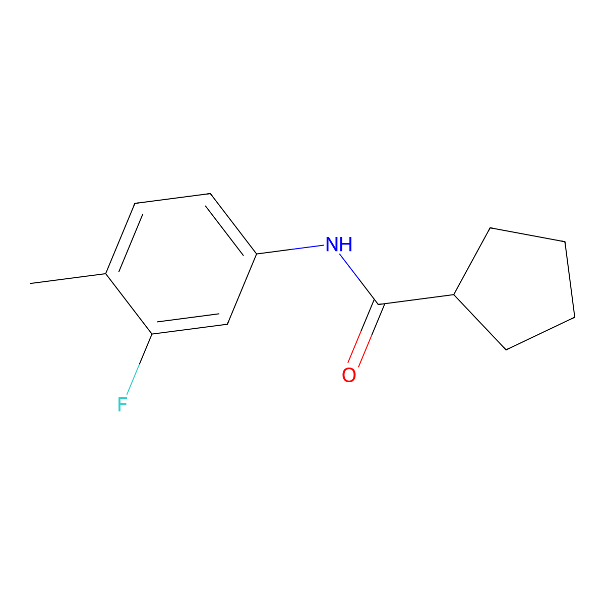 N-(3-fluoro-4-methylphenyl)cyclopentanecarboxamide molecular structure, CAS 827013-74-1