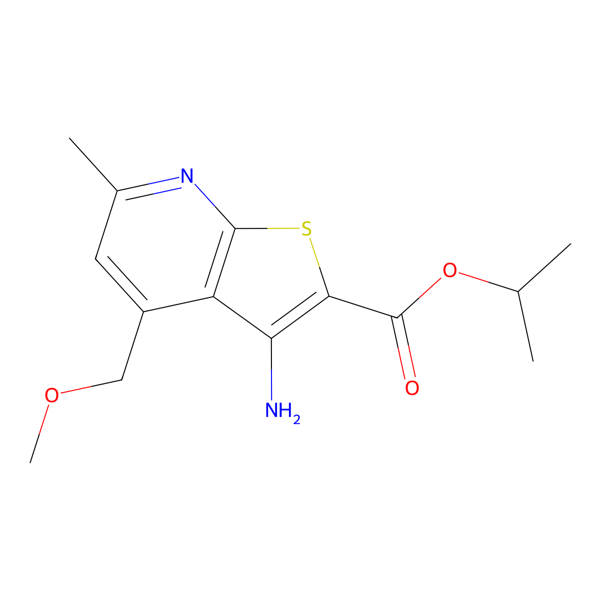 Propan-2-yl 3-amino-4-(methoxymethyl)-6-methylthieno[2,3-b]pyridine-2-carboxylate molecular structure, CAS 827013-81-0