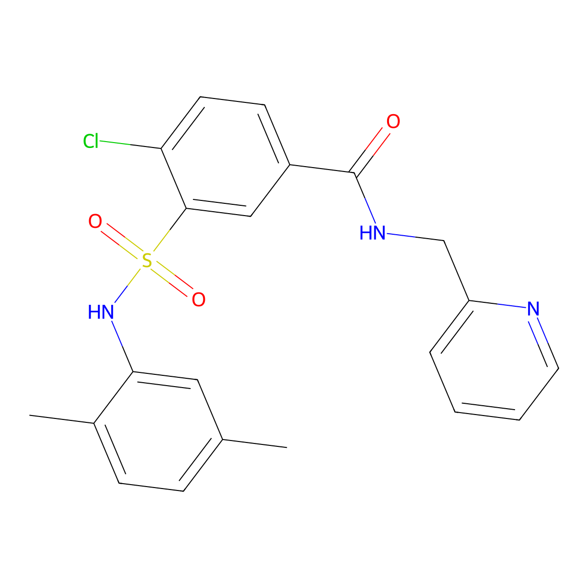 4-chloro-3-[(2,5-dimethylphenyl)sulfamoyl]-N-(pyridin-2-ylmethyl)benzamide molecular structure, CAS 827013-98-9