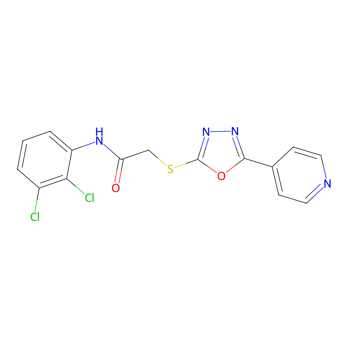 N-(2,3-dichlorophenyl)-2-{[5-(pyridin-4-yl)-1,3,4-oxadiazol-2-yl]sulfanyl}acetamide molecular structure, CAS 827014-16-4