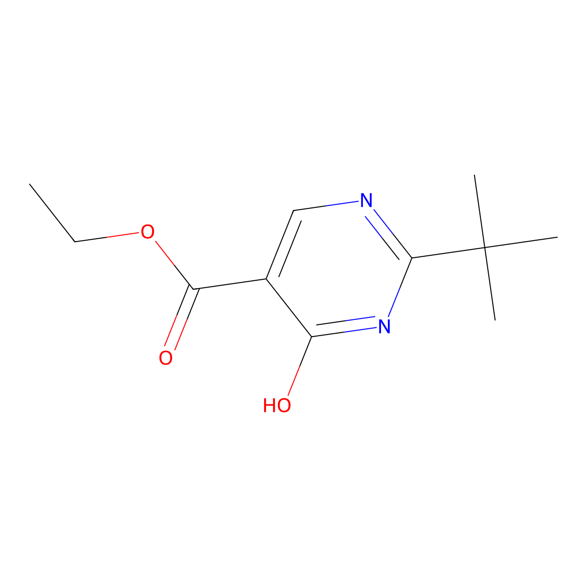 Ethyl 2-(tert-butyl)-4-hydroxypyrimidine-5-carboxylate molecular structure, CAS 827014-34-6