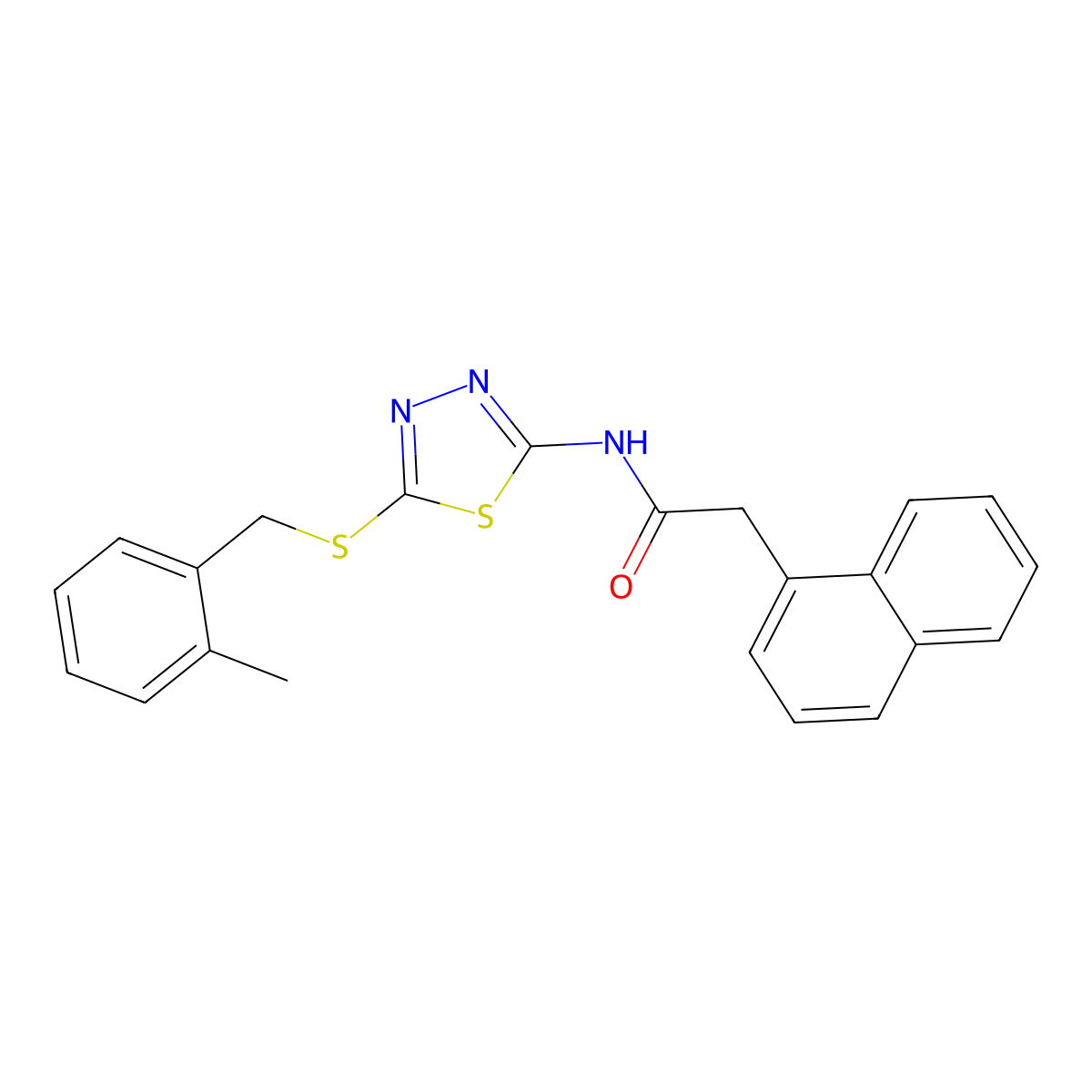 N-[5-[(2-methylphenyl)methylsulfanyl]-1,3,4-thiadiazol-2-yl]-2-naphthalen-1-ylacetamide molecular structure, CAS 827014-36-8