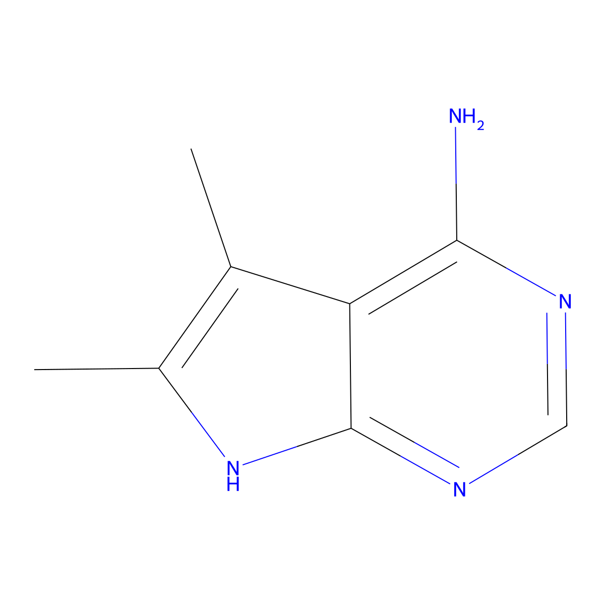 5,6-dimethyl-7H-pyrrolo(2,3-d)pyrimidin-4-amine molecular structure, CAS 82703-33-1