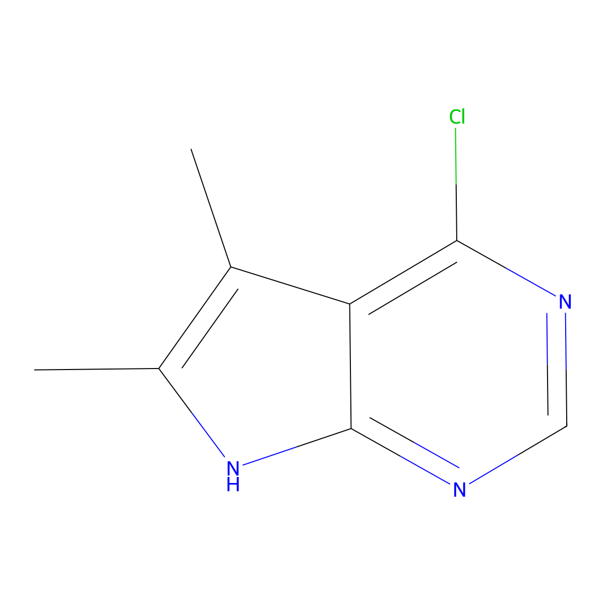 4-chloro-5,6-dimethyl-7H-pyrrolo(2,3-d)pyrimidine molecular structure, CAS 82703-38-6