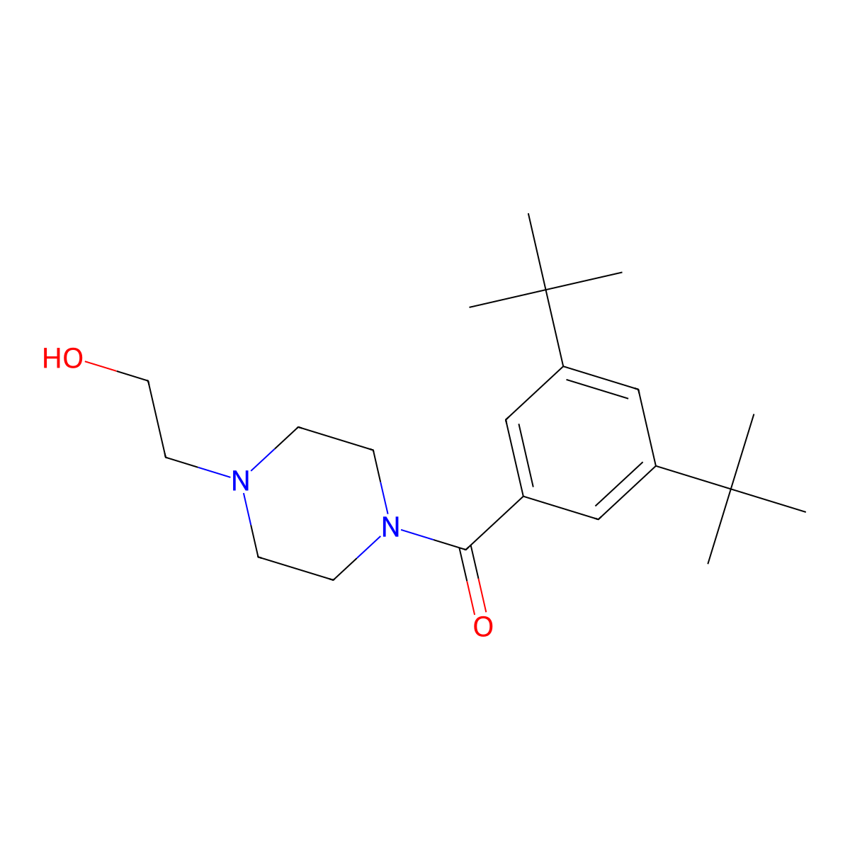 (3,5-Di-tert-butylphenyl)[4-(2-hydroxyethyl)piperazin-1-yl]methanone molecular structure, CAS 827034-40-2
