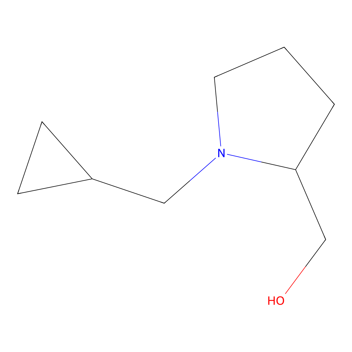 [1-(Cyclopropylmethyl)-2-pyrrolidinyl]methanol molecular structure, CAS 827034-60-6