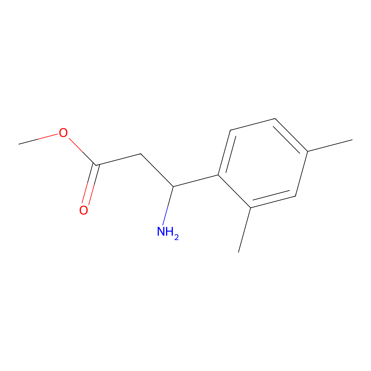 Methyl 3-amino-3-(2,4-dimethylphenyl)propanoate molecular structure, CAS 827034-71-9