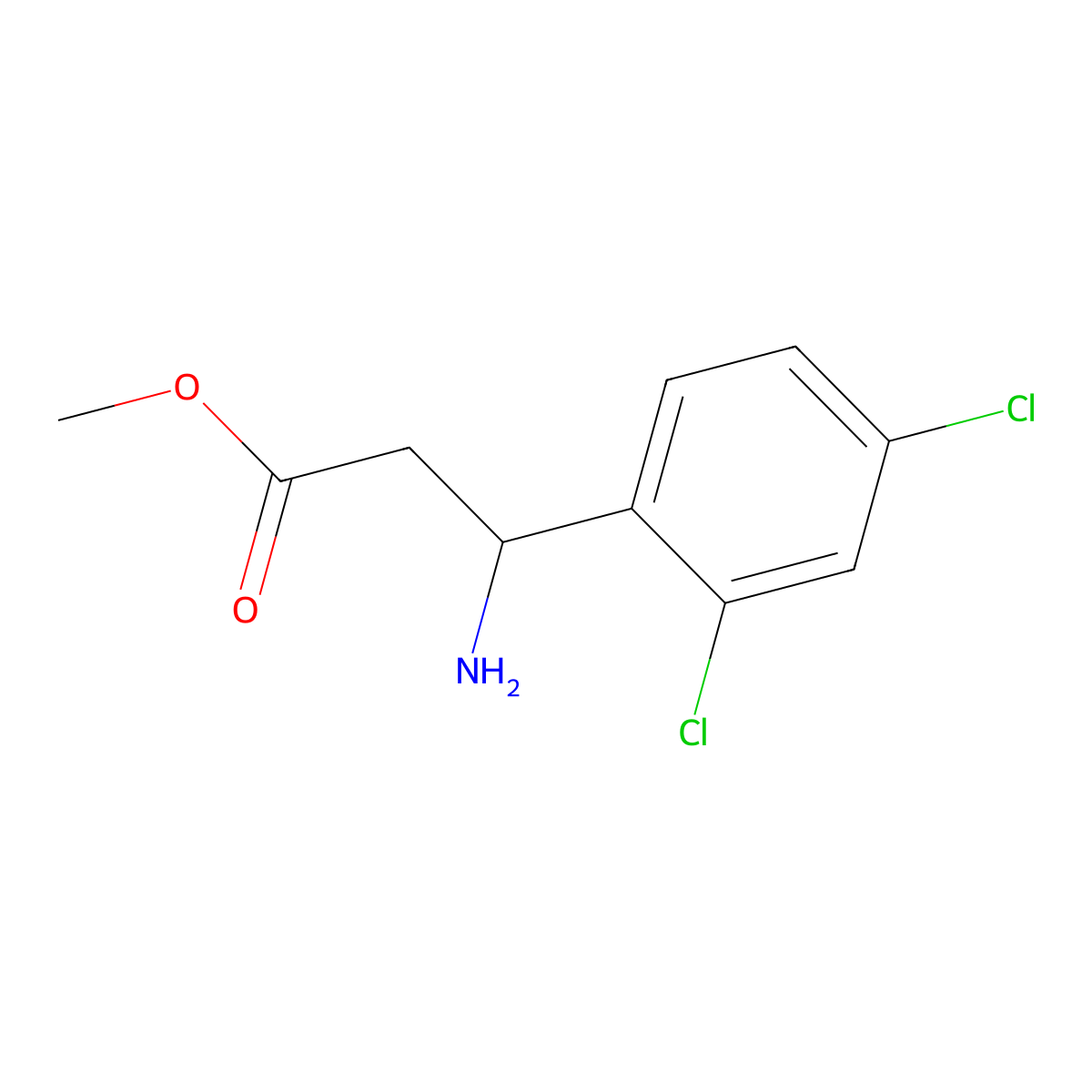 Methyl 3-amino-3-(2,4-dichlorophenyl)propanoate molecular structure, CAS 827034-73-1