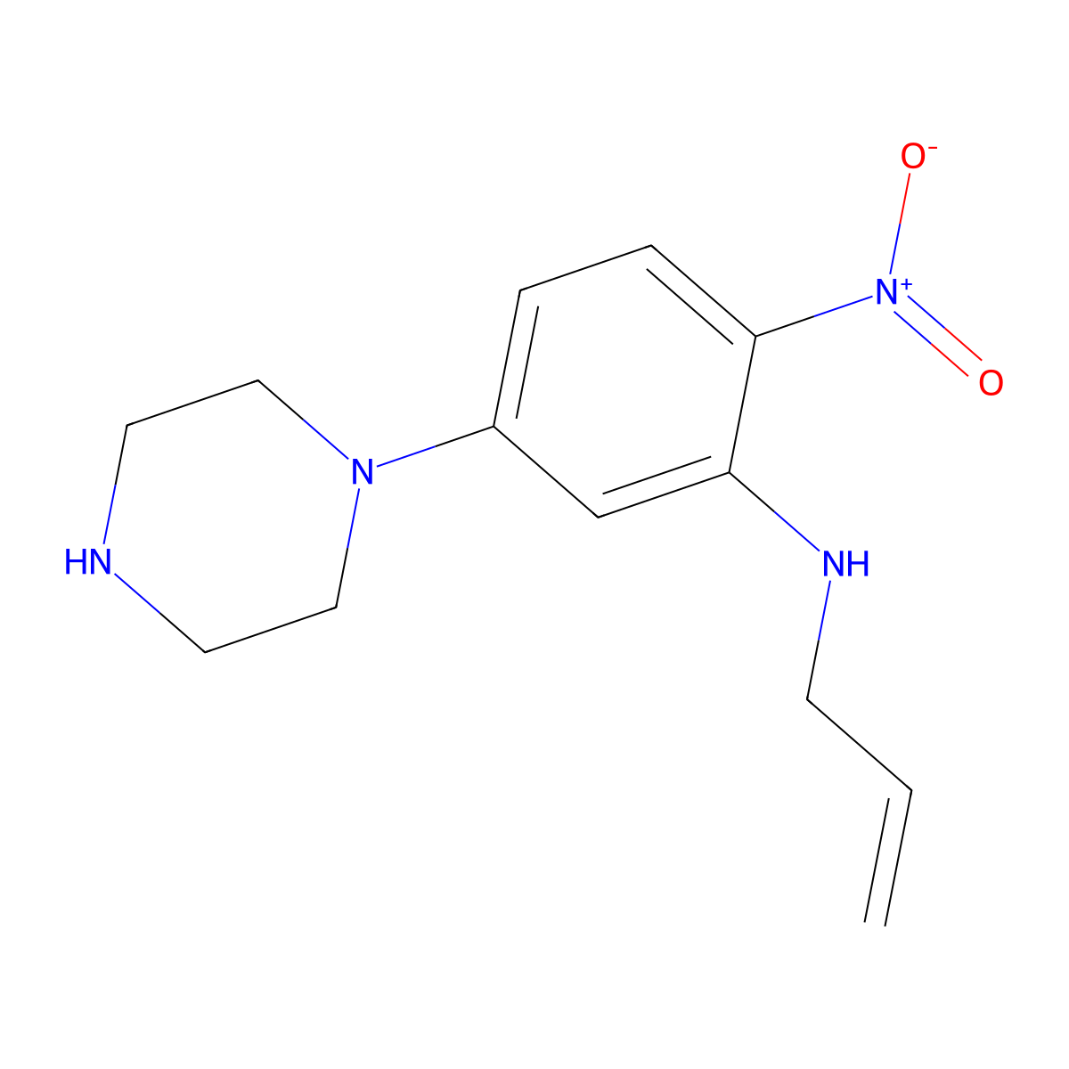 2-nitro-5-(piperazin-1-yl)-N-(prop-2-en-1-yl)aniline molecular structure, CAS 827035-60-9