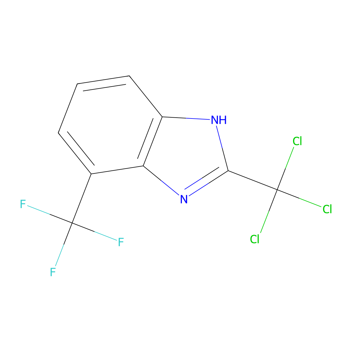 2-(Trichloromethyl)-4-(trifluoromethyl)-1H-benzimidazole molecular structure, CAS 827042-58-0