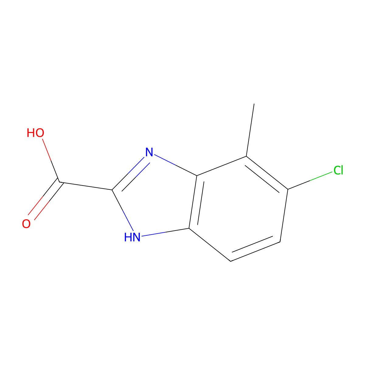 5-Chloro-4-methyl-1H-benzimidazole-2-carboxylic acid molecular structure, CAS 827042-59-1