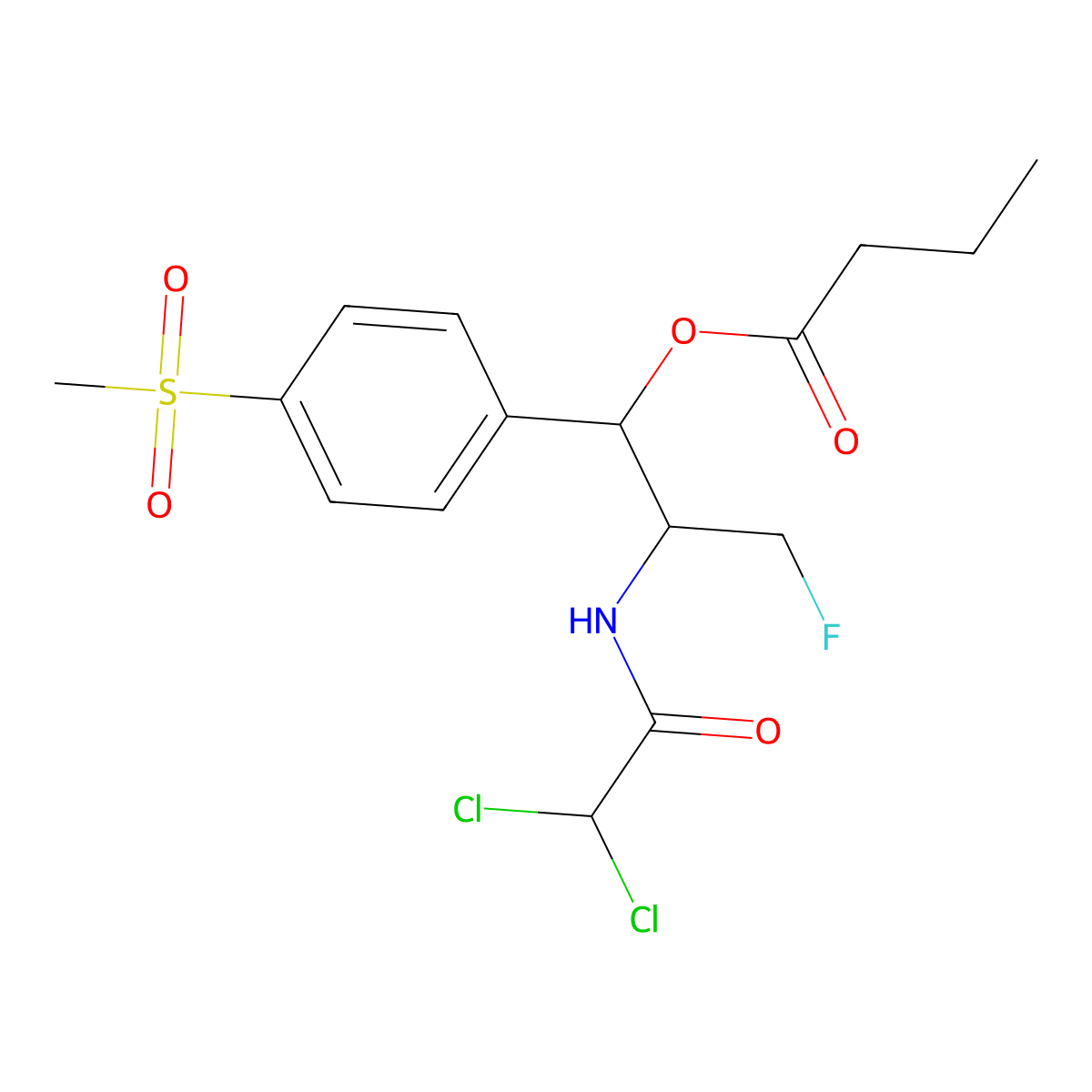 (1R,2S)-2-[(Dichloroacetyl)amino]-3-fluoro-1-[4-(methylsulfonyl)phenyl]propyl butyrate molecular structure, CAS 827046-73-1