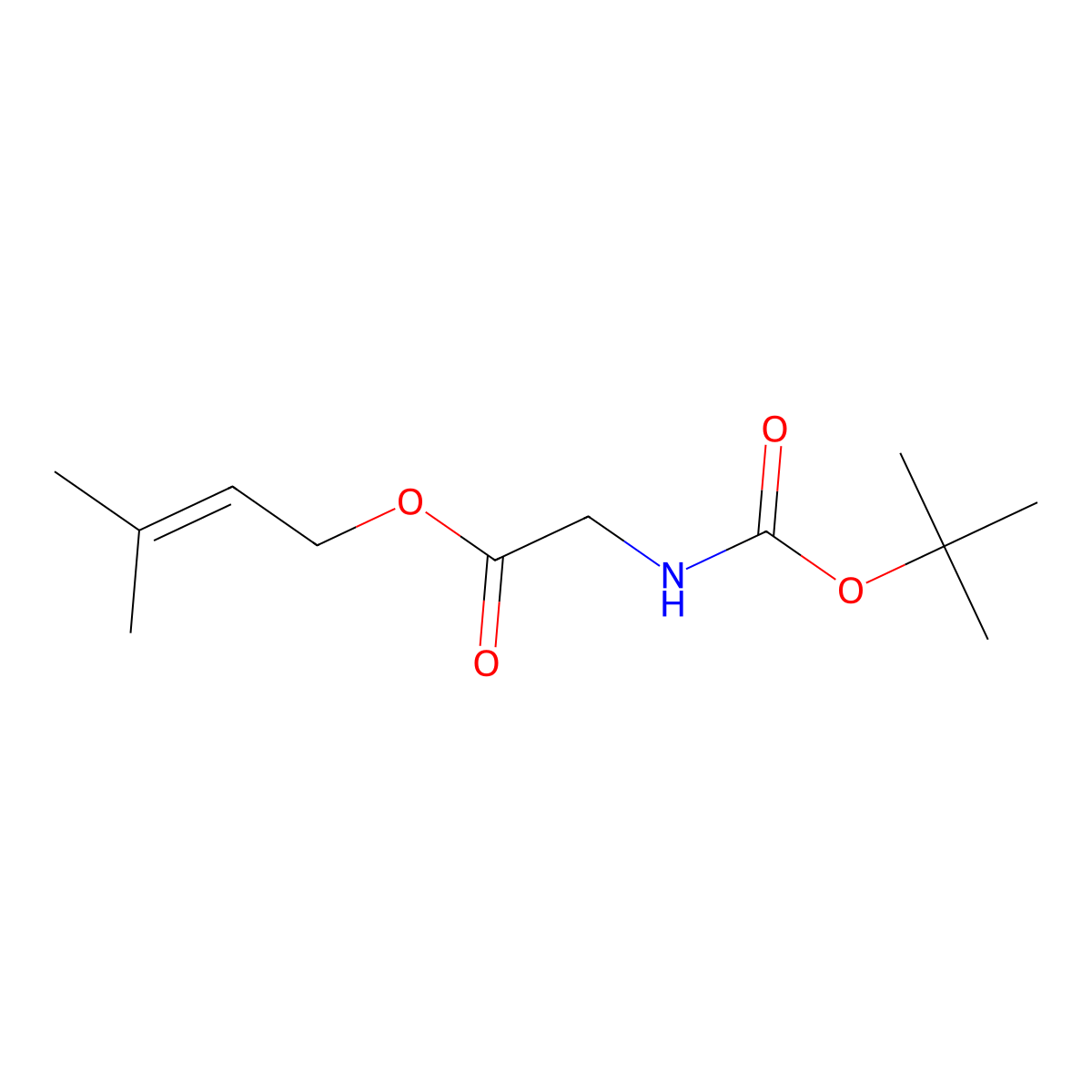 3-Methylbut-2-en-1-yl 2-{[(tert-butoxy)carbonyl]amino}acetate molecular structure, CAS 82706-45-4