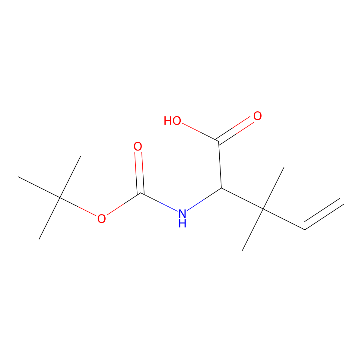 2-((Tert-butoxycarbonyl)amino)-3,3-dimethylpent-4-enoic acid molecular structure, CAS 82706-50-1