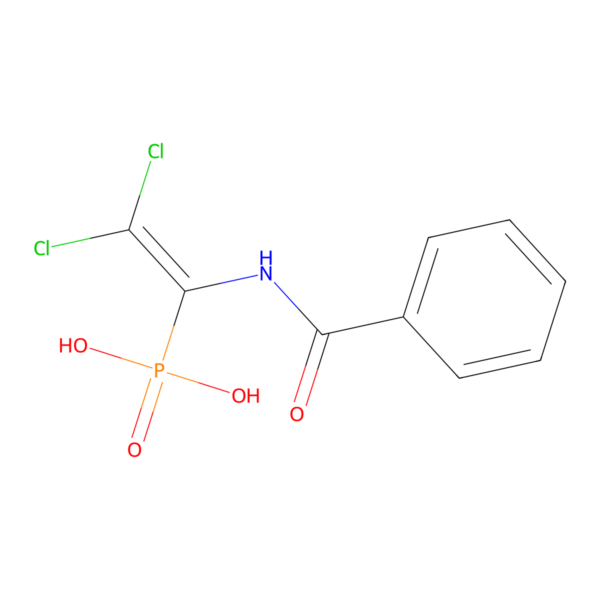 (1-Benzamido-2,2-dichloroethenyl)phosphonic acid molecular structure, CAS 82719-11-7