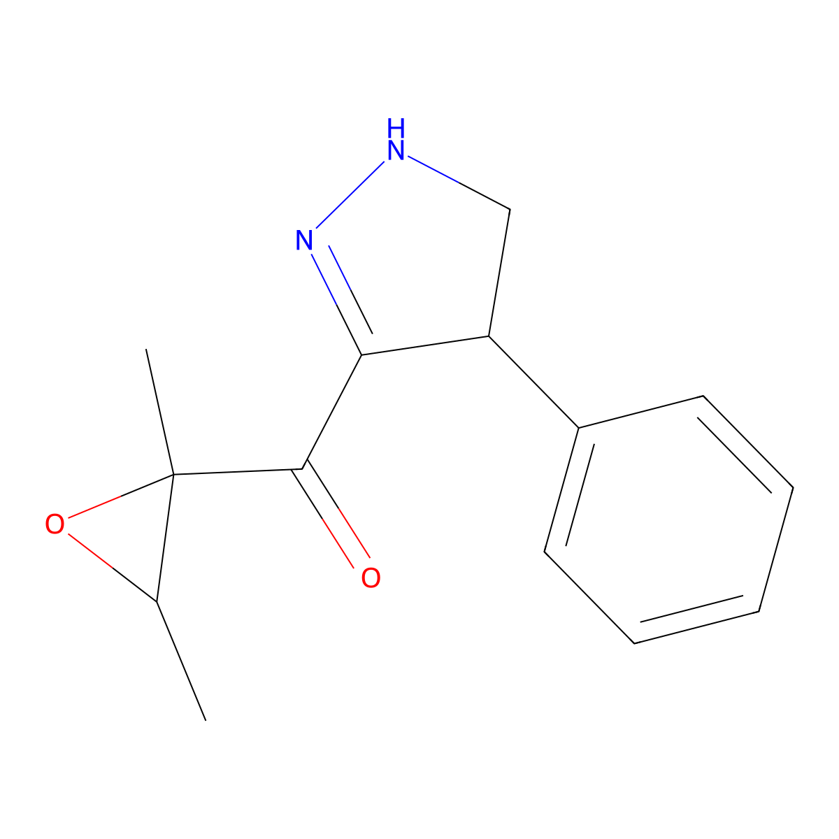 (2,3-Dimethyl-oxiranyl)-(4-phenyl-4,5-dihydro-1H-pyrazol-3-yl)-methanone molecular structure, CAS 82723-00-0