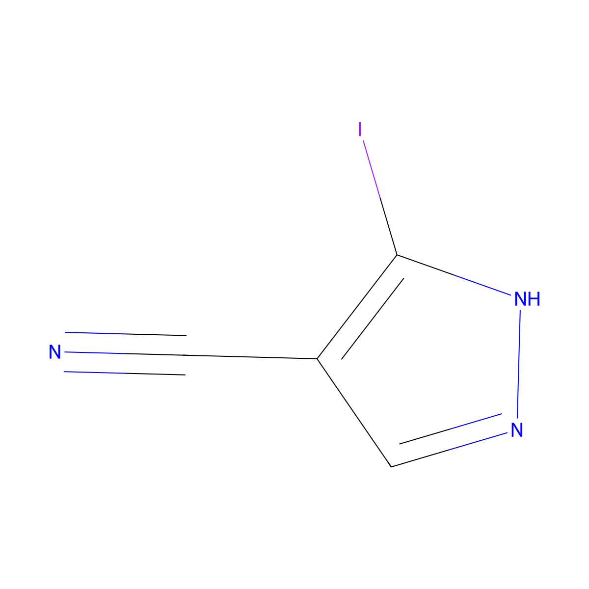 3-iodo-1H-pyrazole-4-carbonitrile molecular structure, CAS 827316-44-9