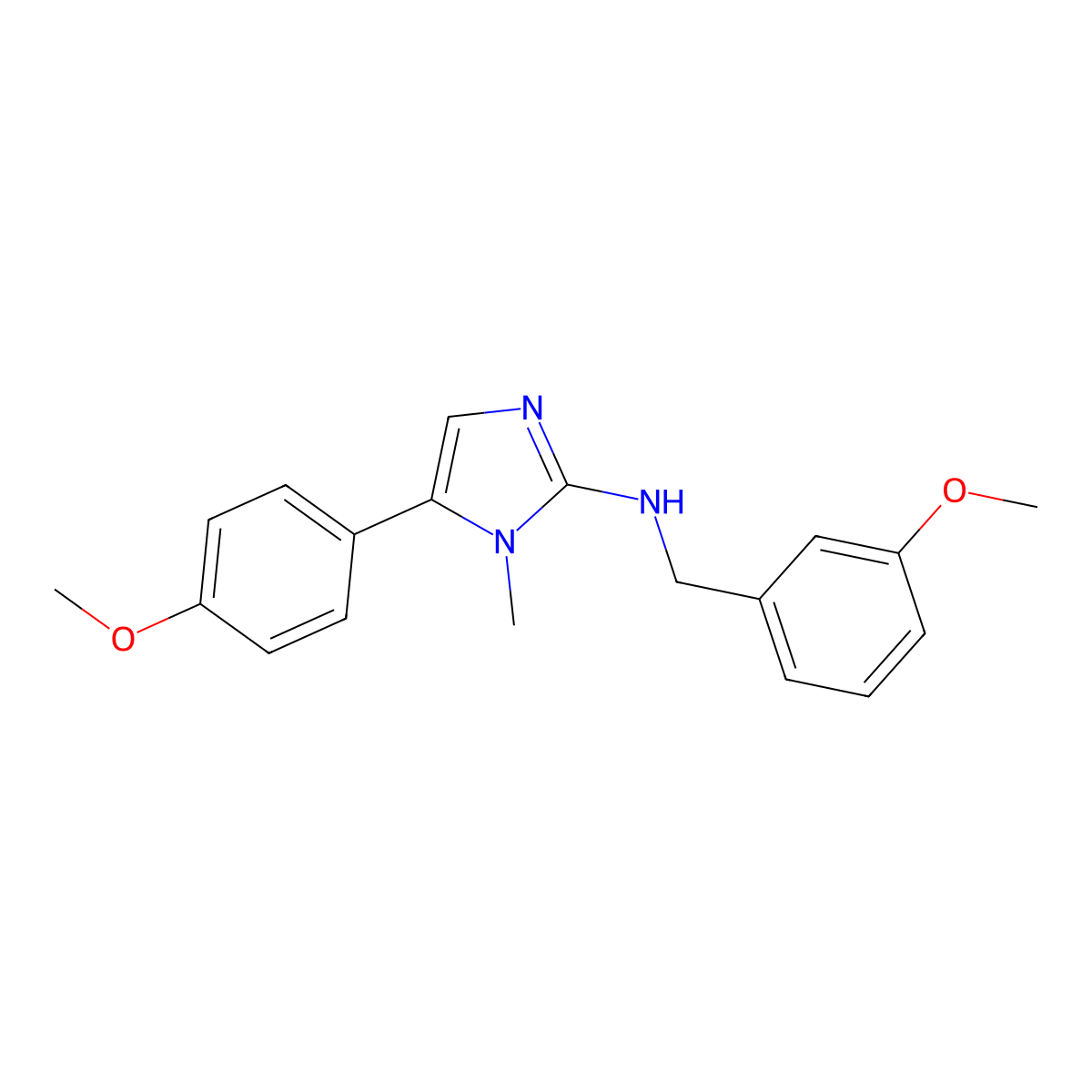 N-(3-methoxybenzyl)-5-(4-methoxyphenyl)-1-methyl-1H-imidazol-2-amine molecular structure, CAS 827327-28-6