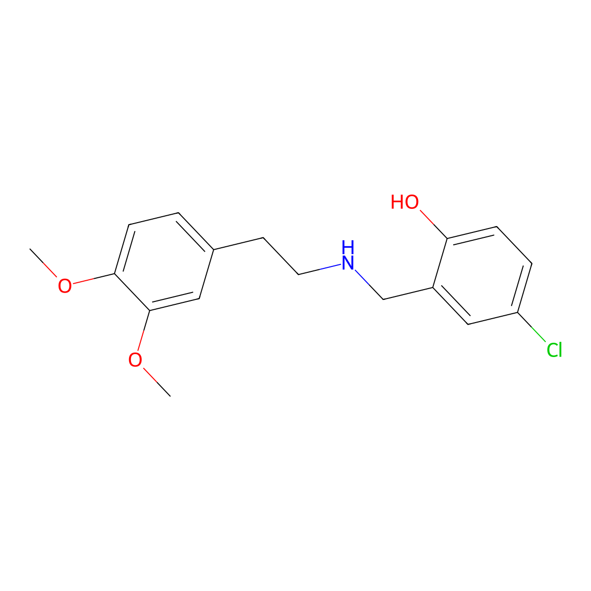 4-Chloro-2-[[2-(3,4-dimethoxyphenyl)ethylamino]methyl]phenol molecular structure, CAS 827328-25-6