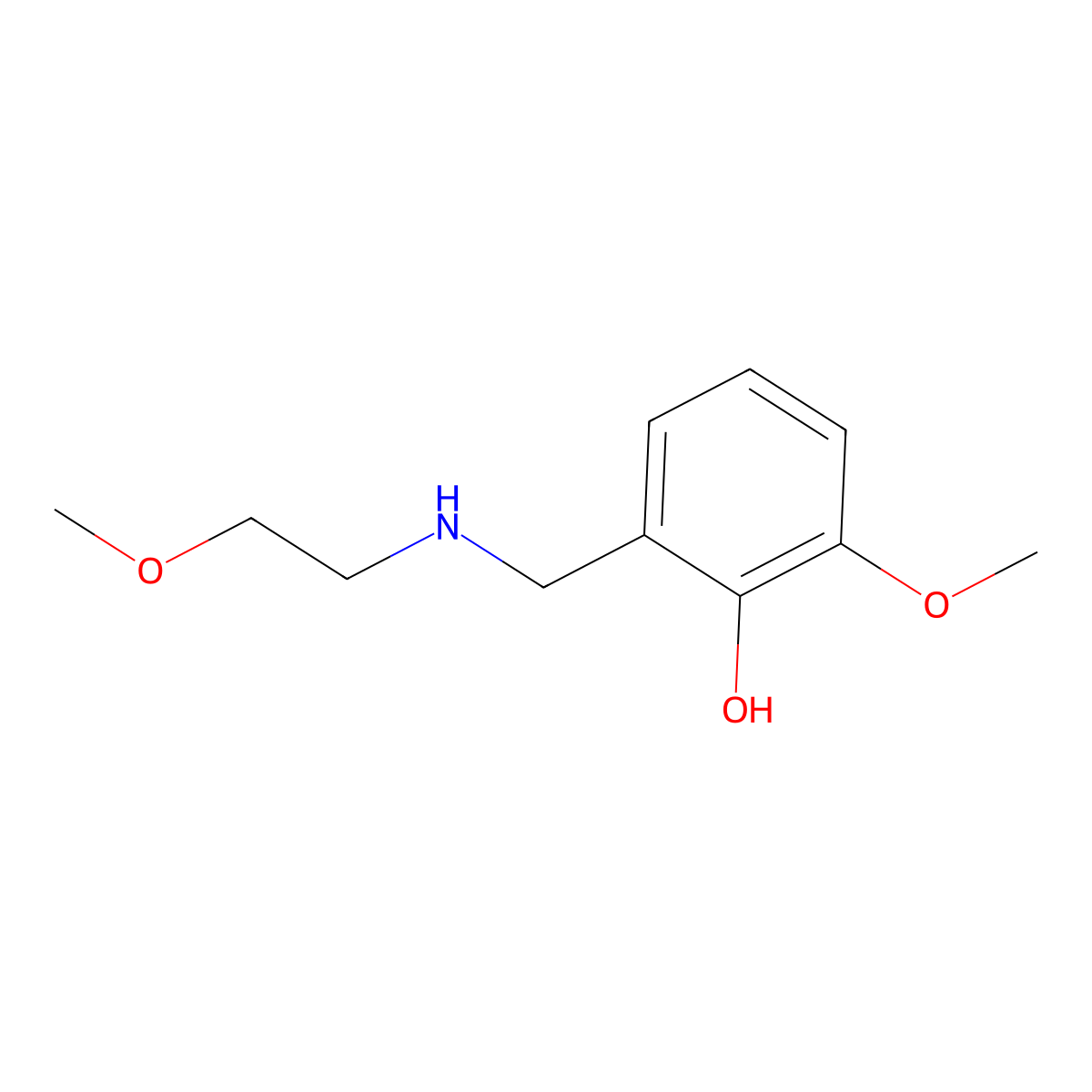 2-Methoxy-6-{[(2-methoxyethyl)amino]methyl}phenol molecular structure, CAS 827328-43-8
