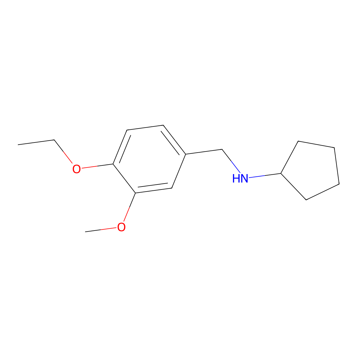 N-(4-ethoxy-3-methoxybenzyl)cyclopentanamine molecular structure, CAS 827328-71-2