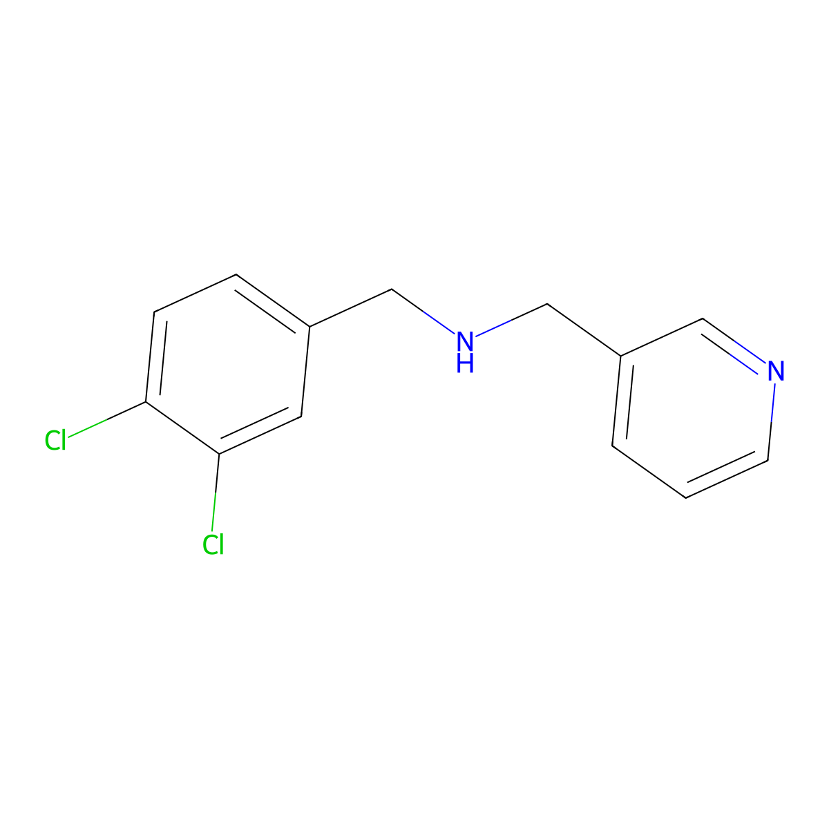 1-(3,4-dichlorophenyl)-N-(pyridin-3-ylmethyl)methanamine molecular structure, CAS 827328-76-7