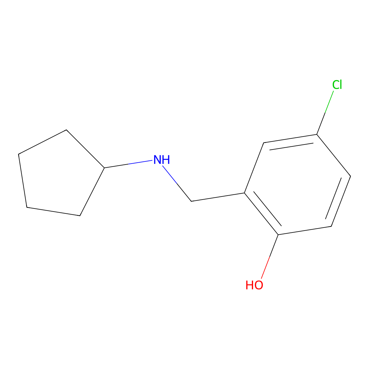 4-Chloro-2-[(cyclopentylamino)methyl]phenol molecular structure, CAS 827329-02-2