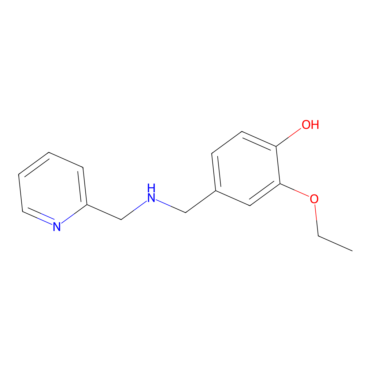 2-Ethoxy-4-{[(2-pyridinylmethyl)amino]methyl}phenol molecular structure, CAS 827329-57-7