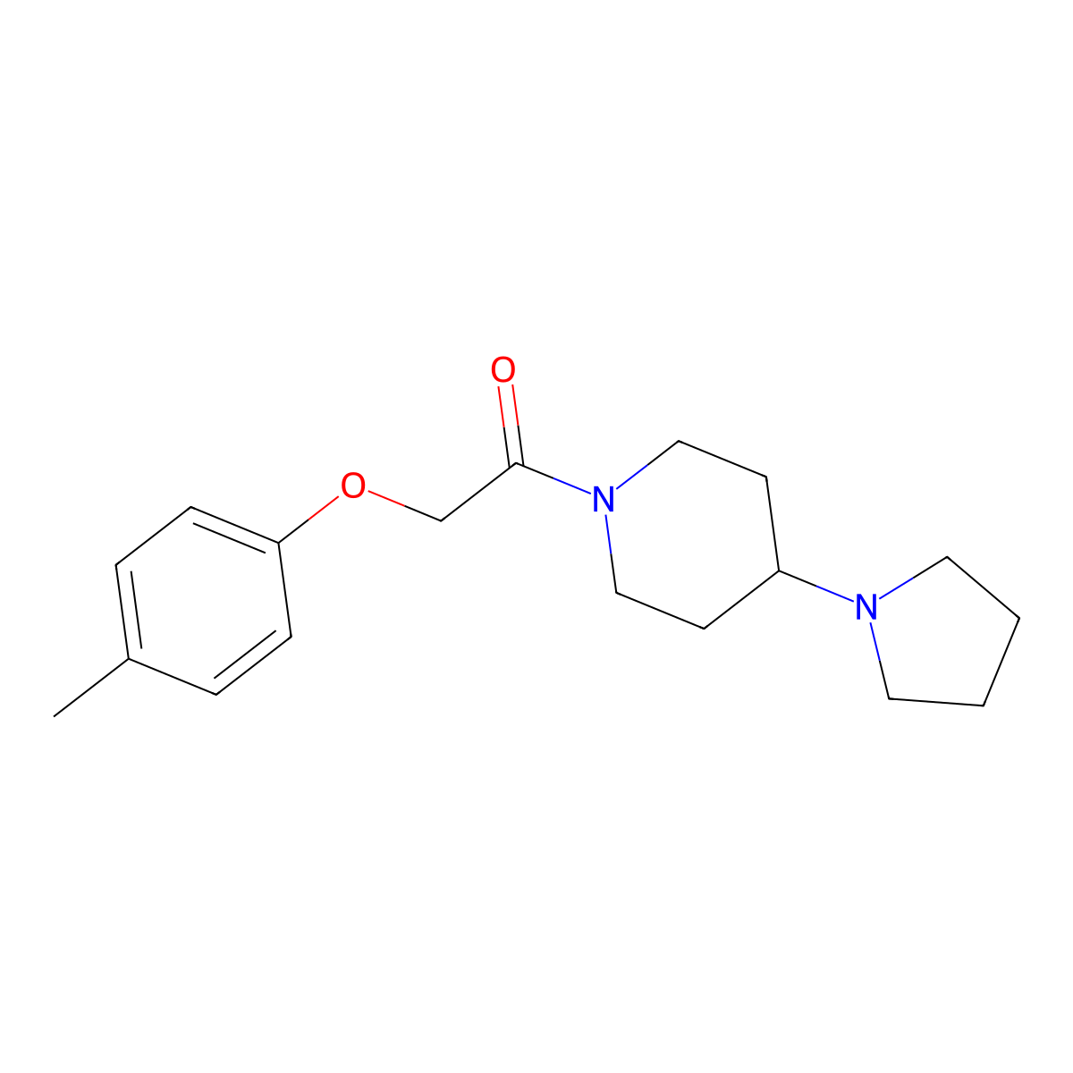 2-(4-Methylphenoxy)-1-(4-pyrrolidin-1-ylpiperidin-1-yl)ethanone molecular structure, CAS 827331-98-6