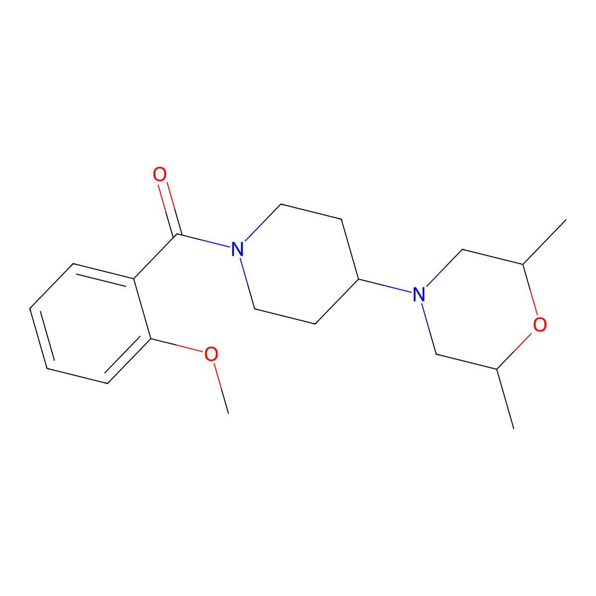 [4-(2,6-Dimethylmorpholin-4-yl)piperidin-1-yl]-(2-methoxyphenyl)methanone molecular structure, CAS 827332-00-3