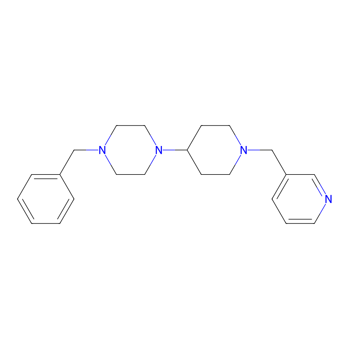 1-Benzyl-4-[1-(pyridin-3-ylmethyl)piperidin-4-yl]piperazine molecular structure, CAS 827332-01-4