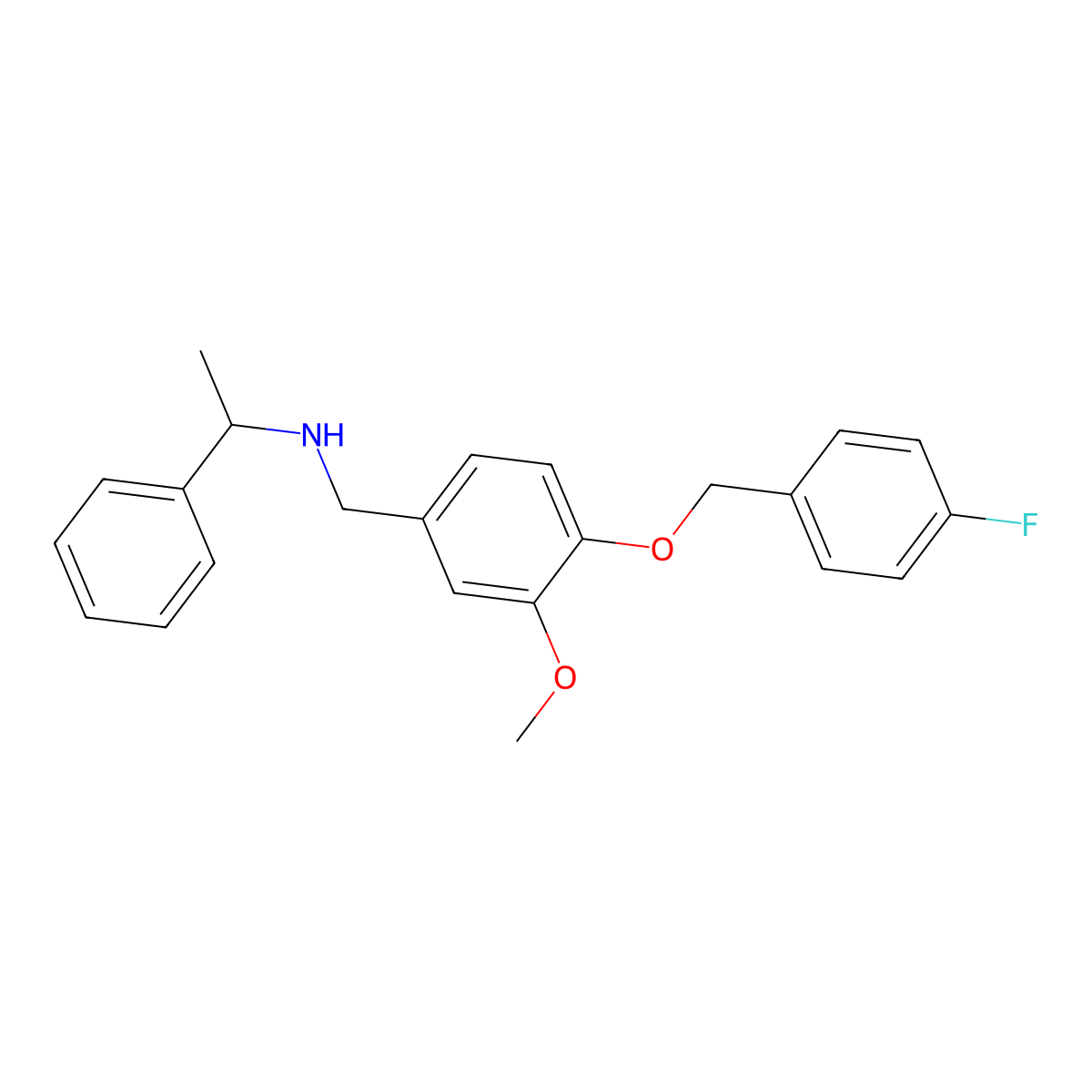 N-{4-[(4-fluorobenzyl)oxy]-3-methoxybenzyl}-1-phenylethanamine molecular structure, CAS 827332-54-7
