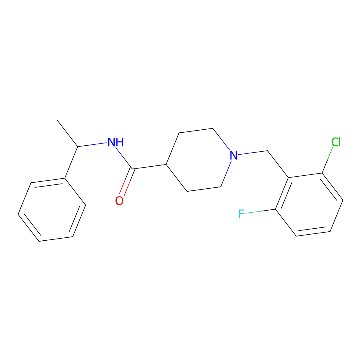 1-(2-chloro-6-fluorobenzyl)-N-(1-phenylethyl)piperidine-4-carboxamide molecular structure, CAS 827334-06-5