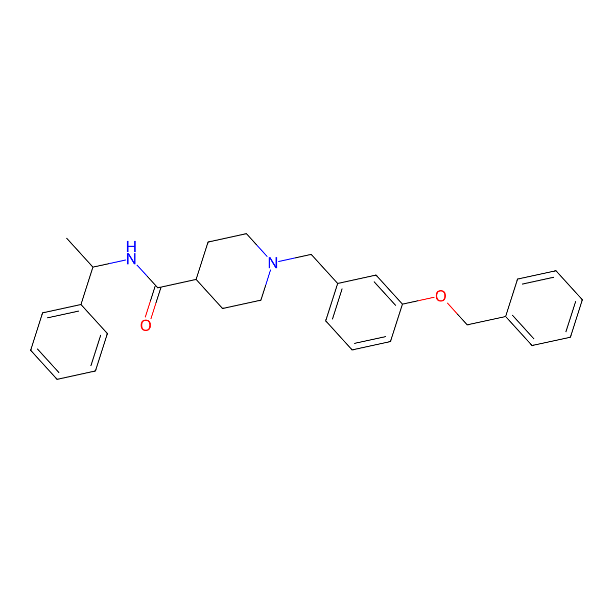 N-(1-phenylethyl)-1-[(3-phenylmethoxyphenyl)methyl]piperidine-4-carboxamide molecular structure, CAS 827334-10-1