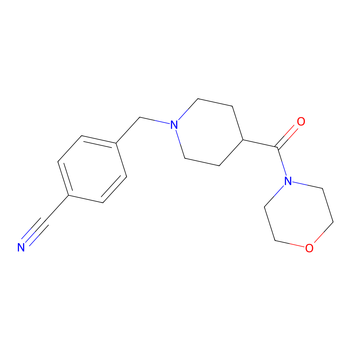 4-{[4-(Morpholine-4-carbonyl)piperidin-1-yl]methyl}benzonitrile molecular structure, CAS 827334-41-8