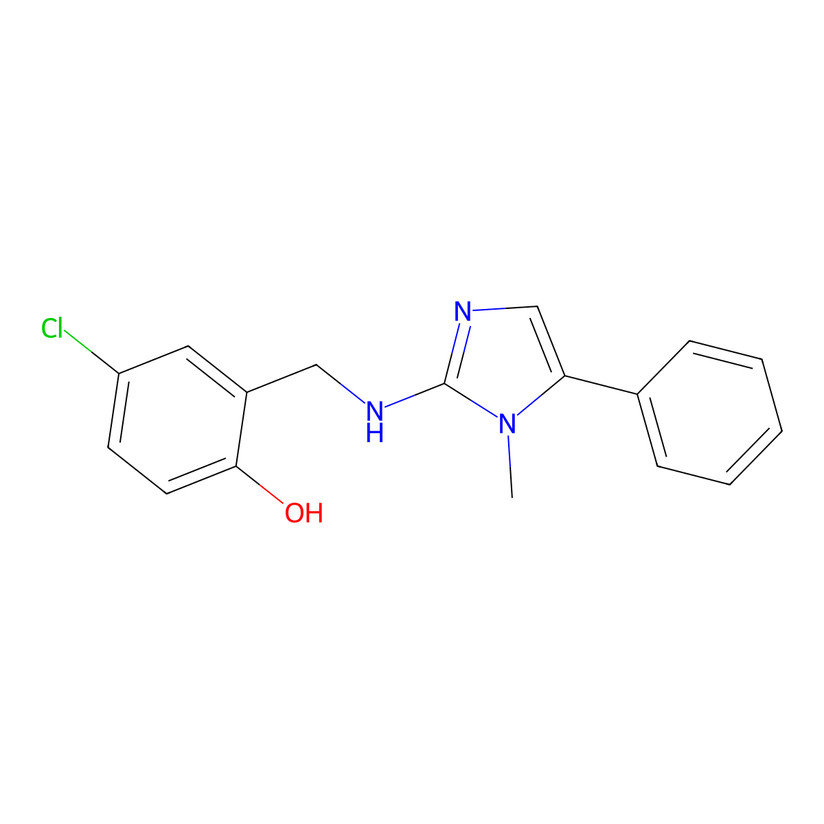 4-Chloro-2-[[(1-methyl-5-phenyl-2-imidazolyl)amino]methyl]phenol molecular structure, CAS 827335-39-7