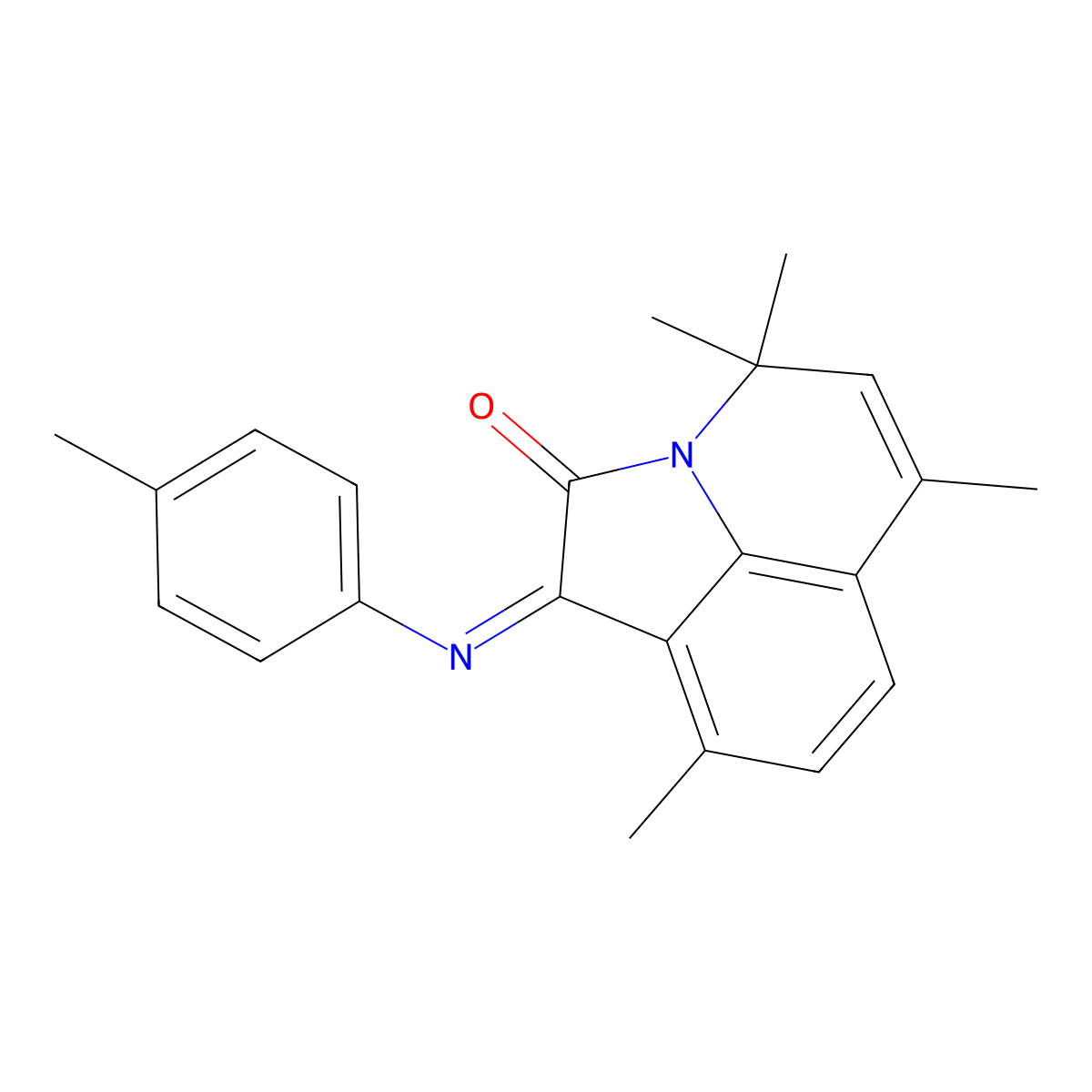 4,4,6,9-Tetramethyl-1-((4-methylphenyl)imino)-4H-pyrrolo(3,2,1-ij)quinolin-2(1H)-one molecular structure, CAS 827342-37-0